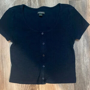 Teal Green Blue Crop Top Buttons Down Wild Fable Women’s Juniors Size Small